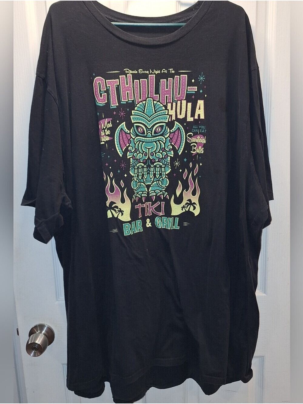 Black Cthulhu Tiki Graphic Tee Men XXXXL